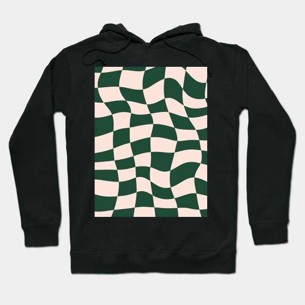 Distorted Green and Beige Check Grid Hoodie by OneThreeSix